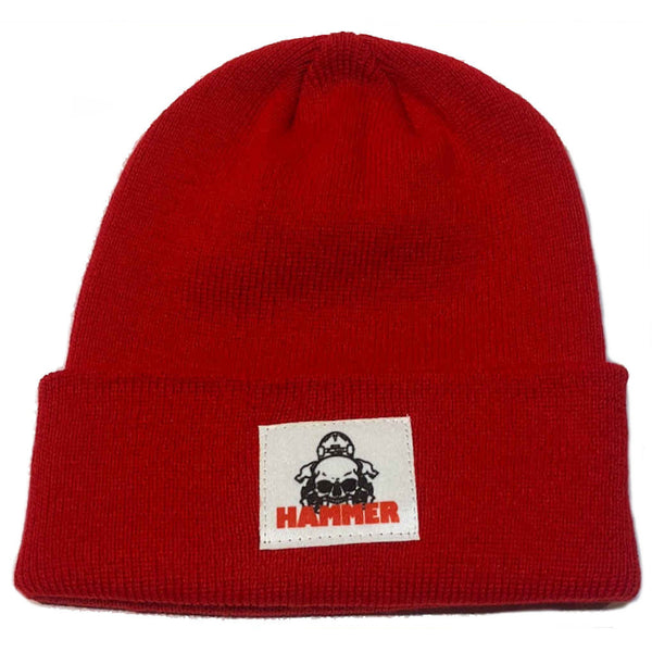 Hammer Skull Logo Patch Beanie Red