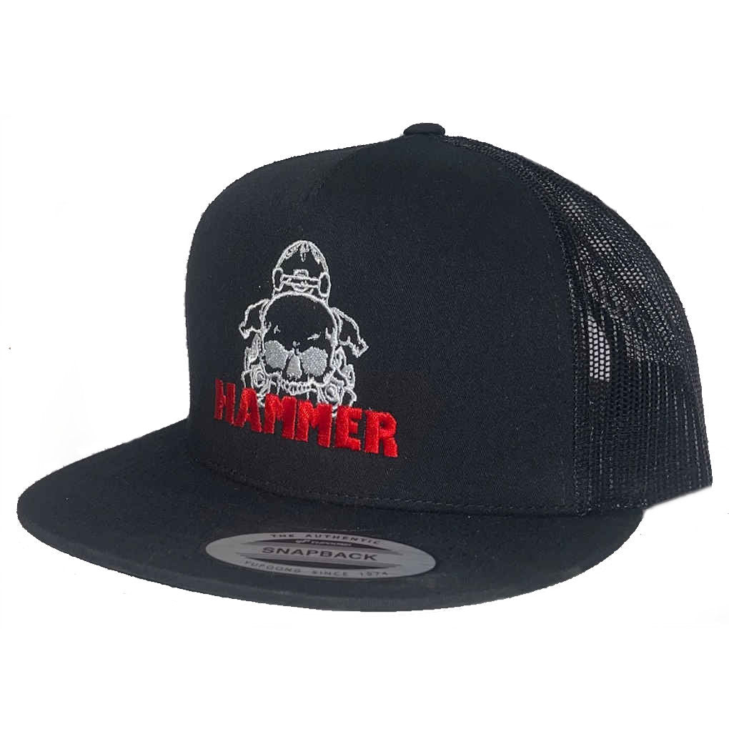 Hammer Skull Logo Trucker Hat Black Black