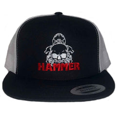 Hammer Skull Logo Trucker Hat Black White