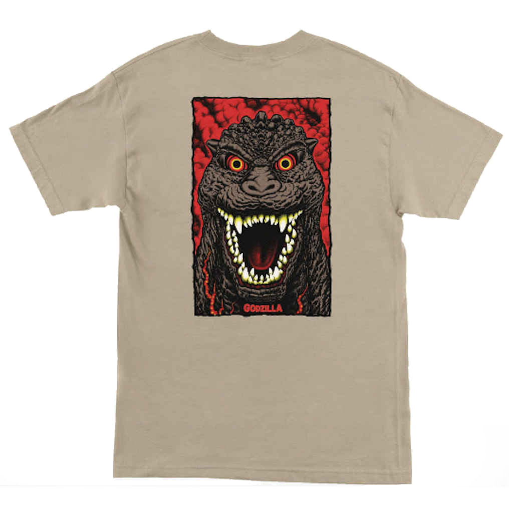 Santa Cruz Godzilla Destroyer Stripes Tee Sand Medium ONLY