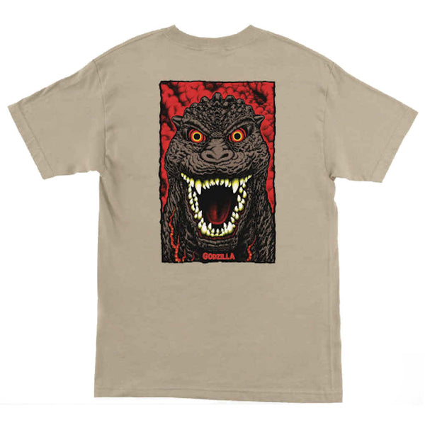 Santa Cruz Godzilla Destroyer Stripes Tee Sand Medium ONLY