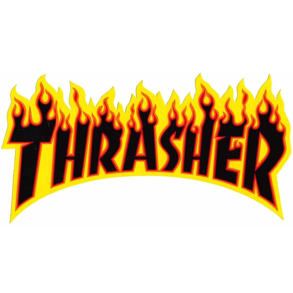 Thrasher Flame Large Sticker Black Letters