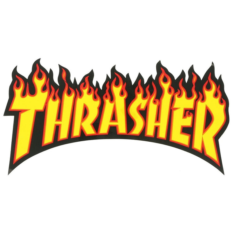 Thrasher Flame Large Sticker Yellow Letters