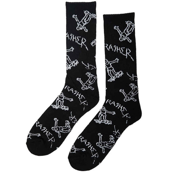 Thrasher Socks Gonz Logo Crew Black