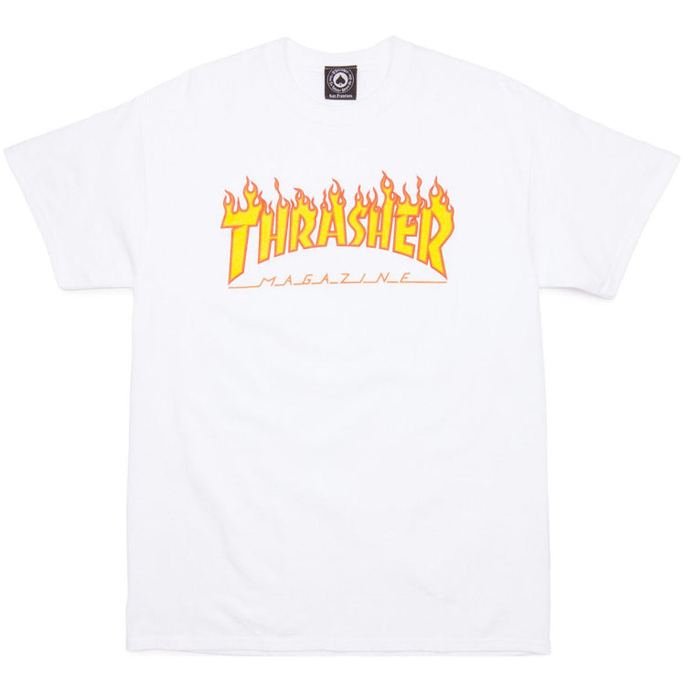 Thrasher Flame Logo Tee White